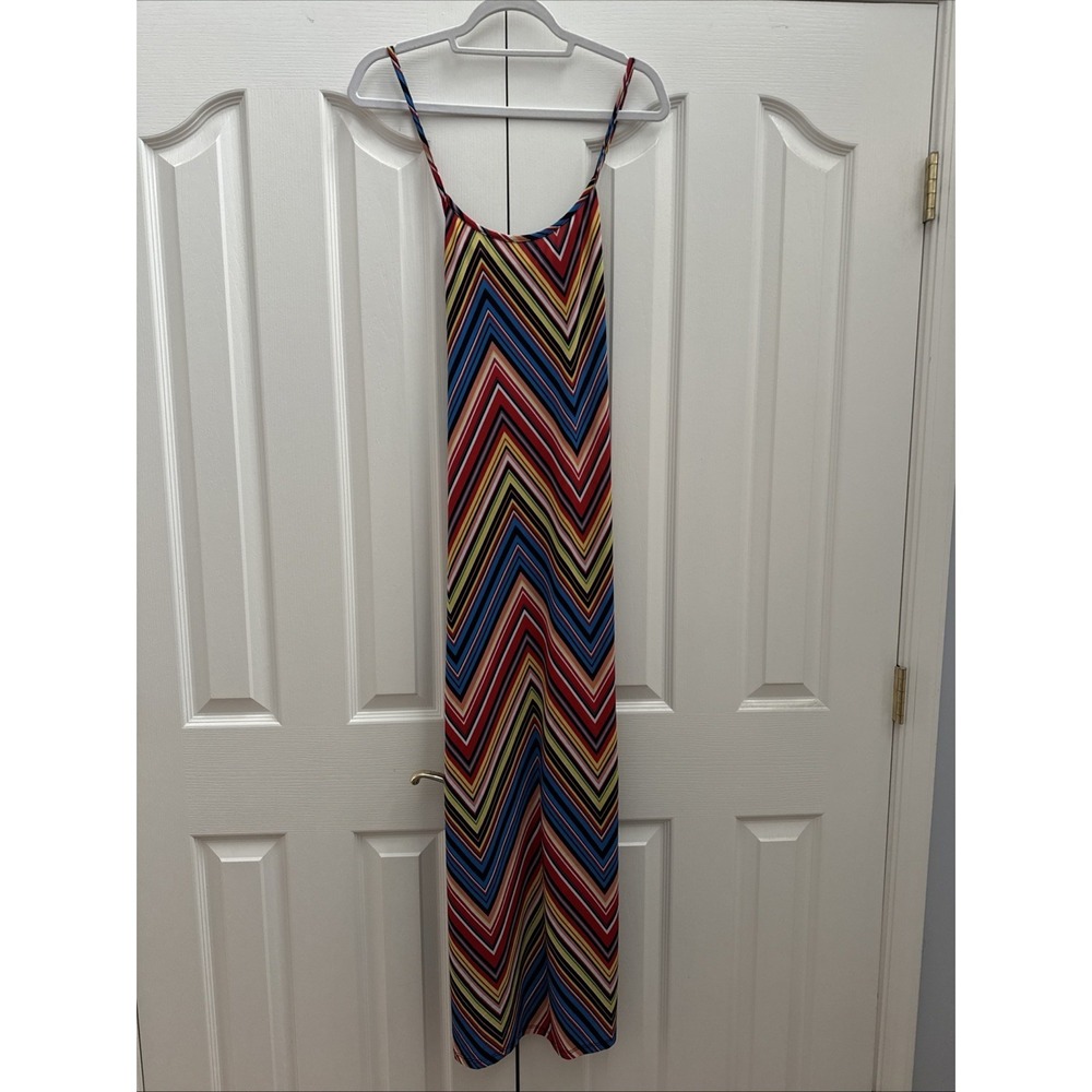 Rainbow Striped Summer Maxi Dress Strappy, STRETCHY, Size XL